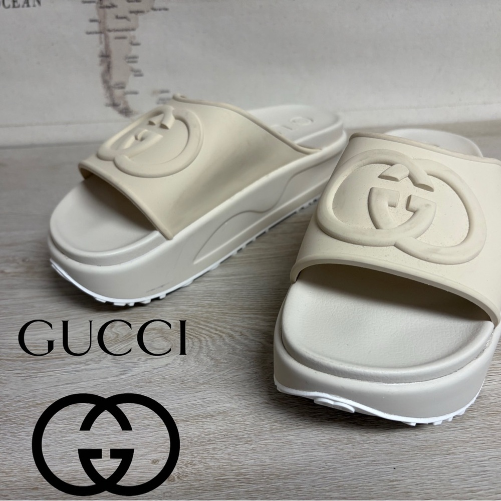 Gucci Cream Slide Sandals for Women